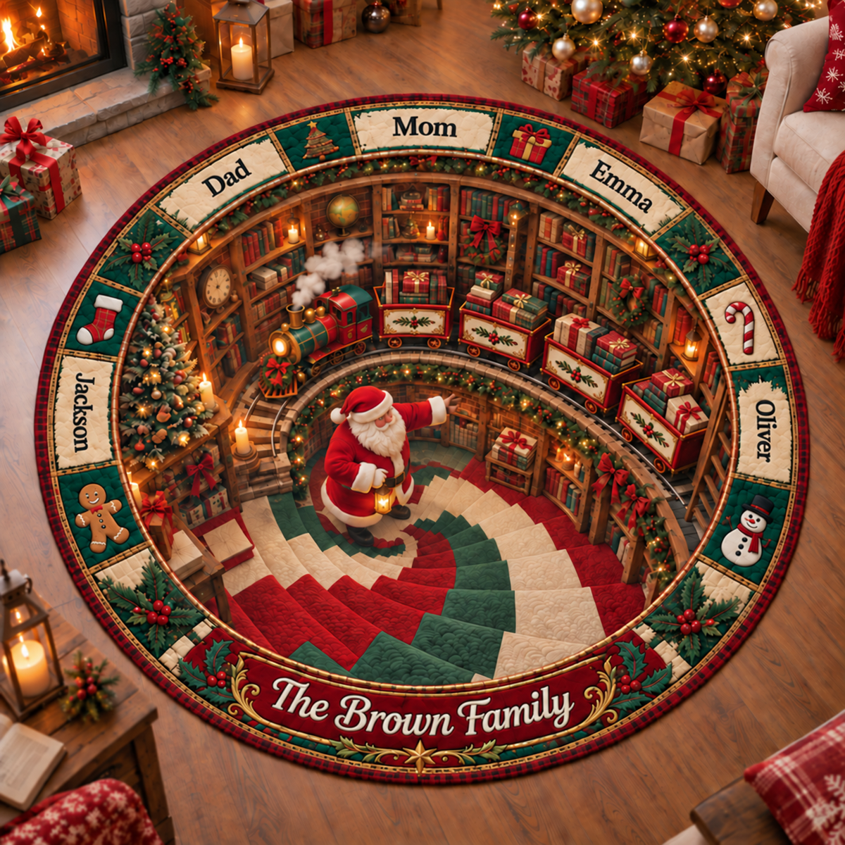 Personalized Family Christmas Express Rug