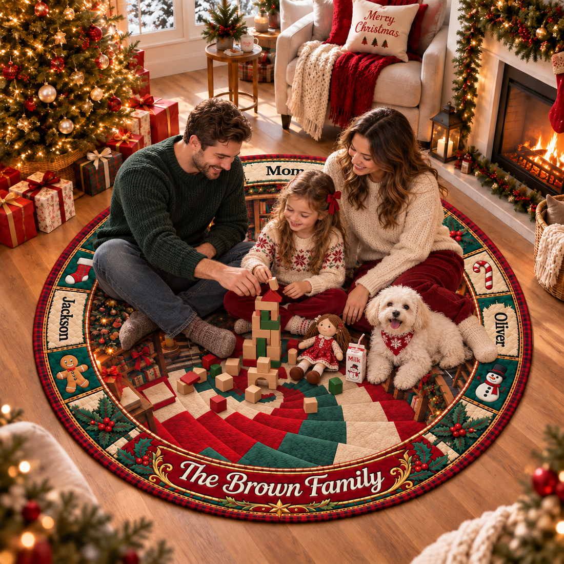Personalized Family Christmas Express Rug
