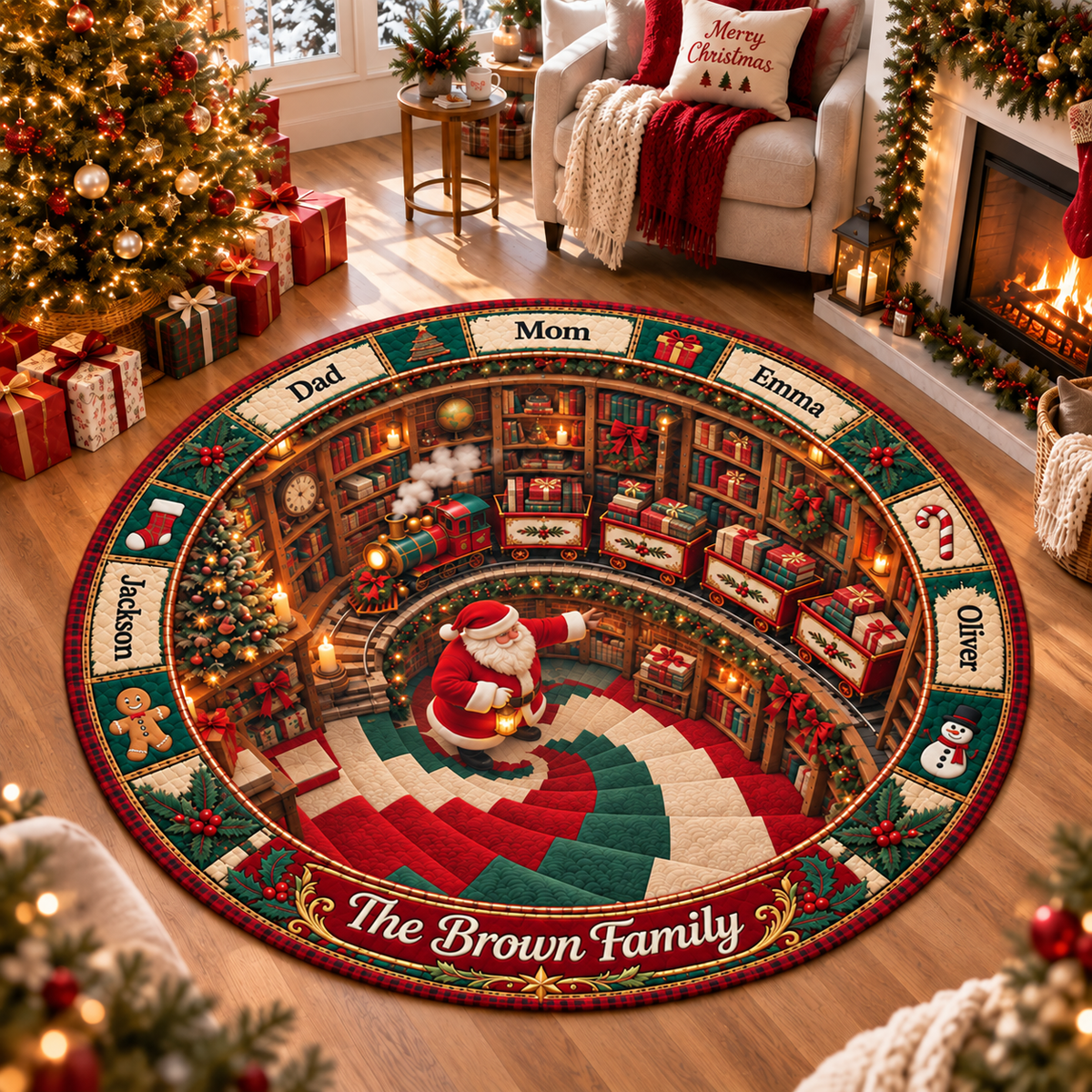 Personalized Family Christmas Express Rug