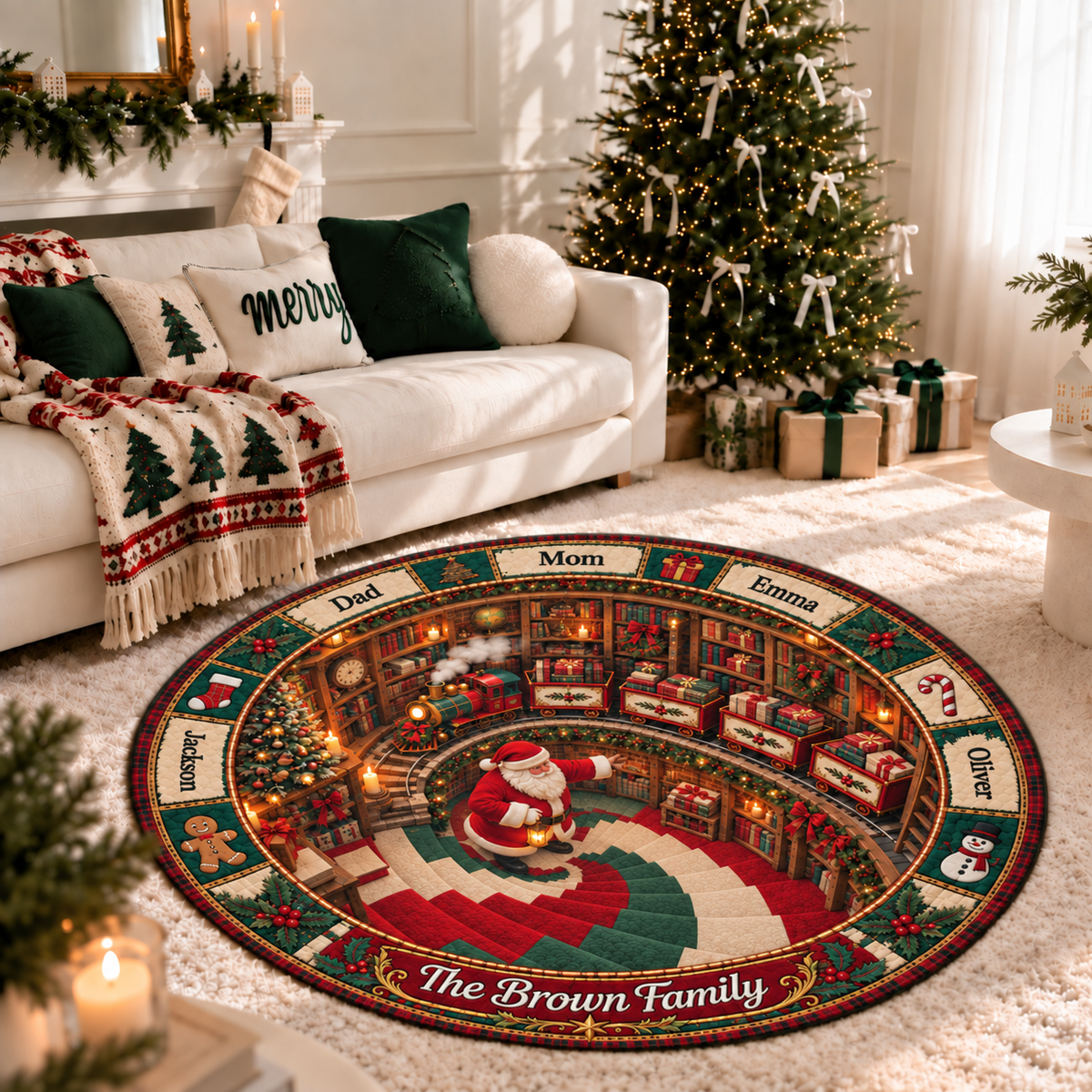 Personalized Family Christmas Express Rug