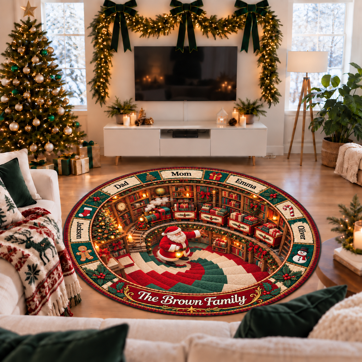 Personalized Family Christmas Express Rug